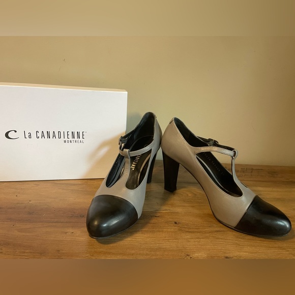 La Canadienne two toned, round toe heels with ankle strap excellent condition - Picture 2 of 7